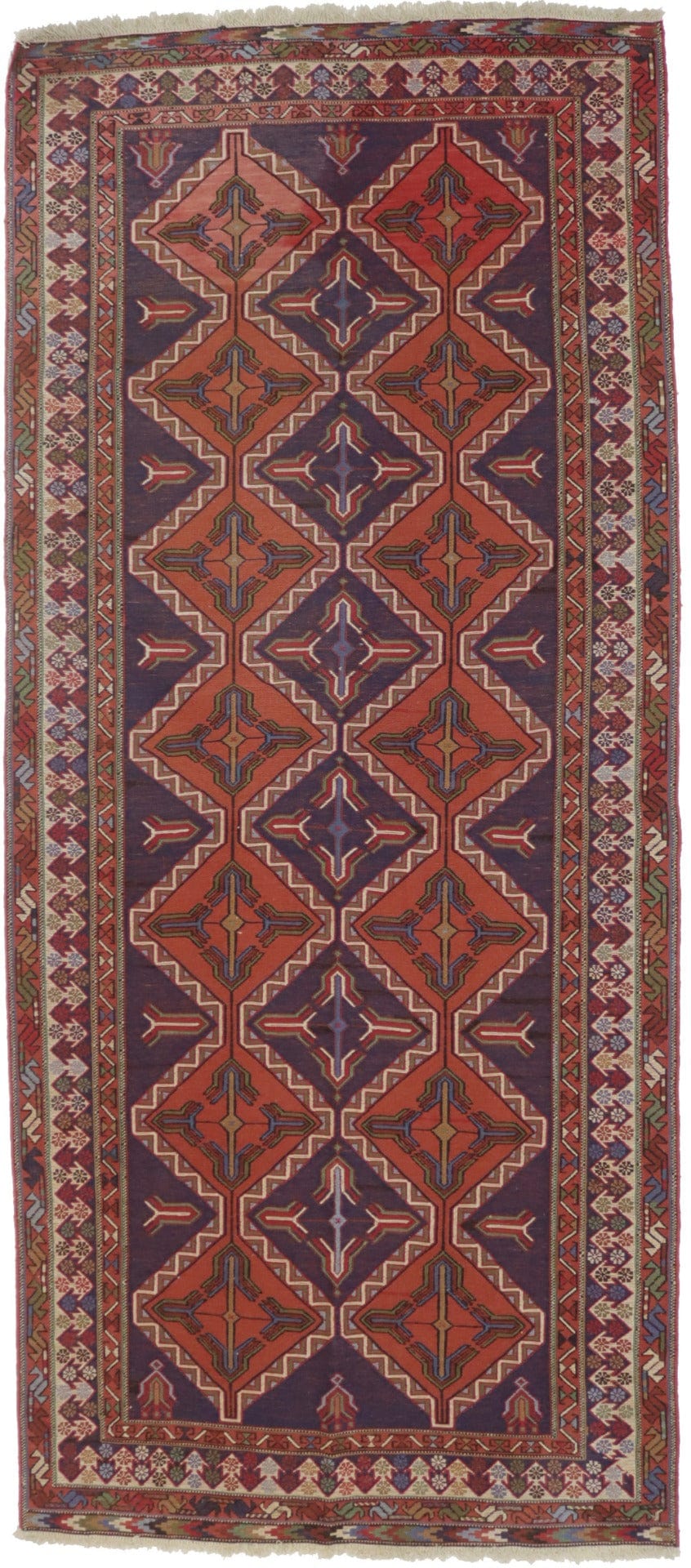 Bittersweet Red Tribal 3X8 Sumak Persian Runner Rug