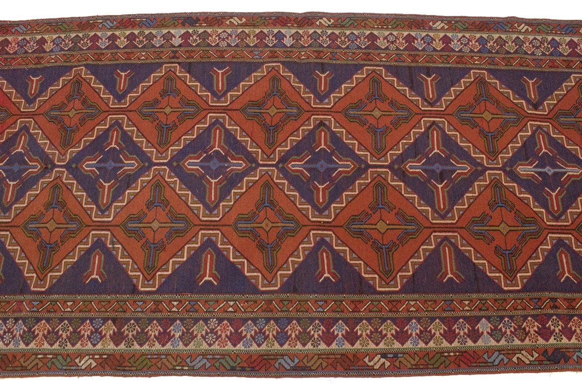 Bittersweet Red Tribal 3X8 Sumak Persian Runner Rug