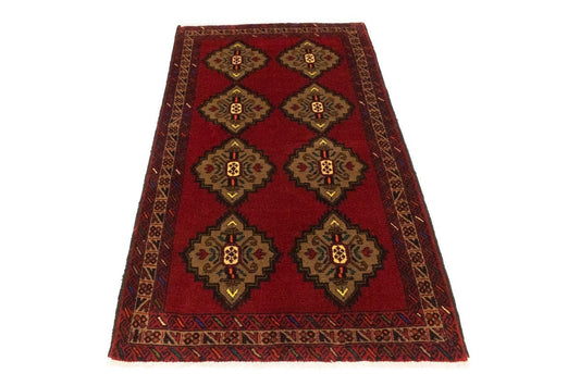 Vintage Red Tribal 3'6X6'3 Balouch Persian Rug