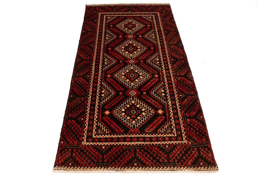 Vintage Red Tribal 3'3X6'5 Balouch Persian Rug