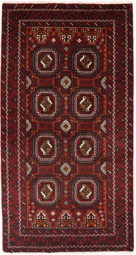 Semi Antique Red Tribal 3'5X6'6 Turkoman Balouch Persian Rug