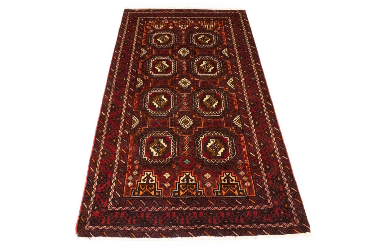 Semi Antique Red Tribal 3'5X6'6 Turkoman Balouch Persian Rug