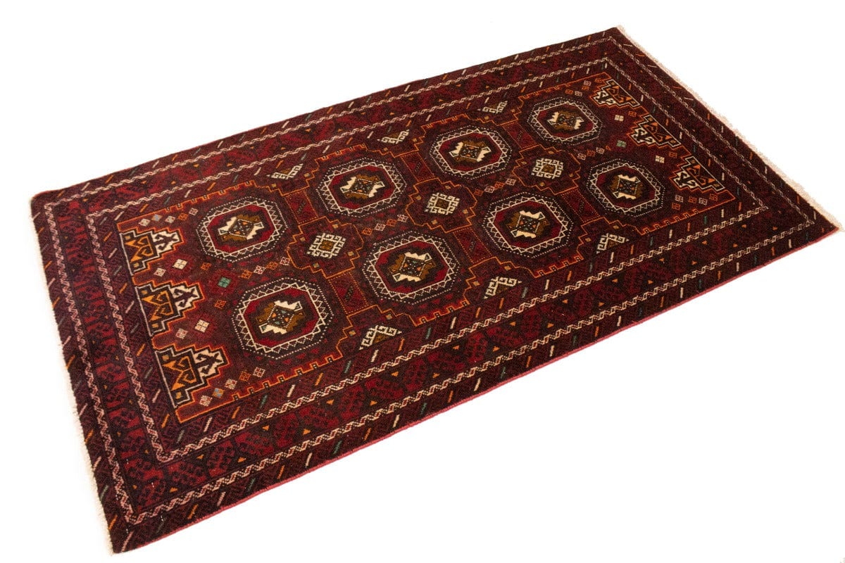 Semi Antique Red Tribal 3'5X6'6 Turkoman Balouch Persian Rug