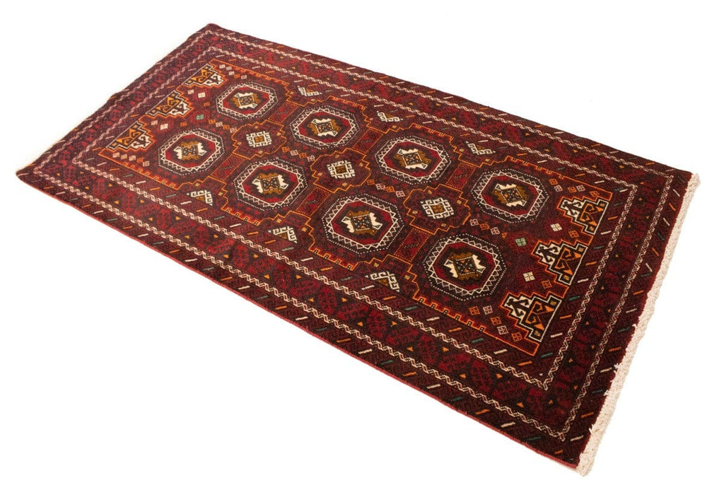 Semi Antique Red Tribal 3'5X6'6 Turkoman Balouch Persian Rug