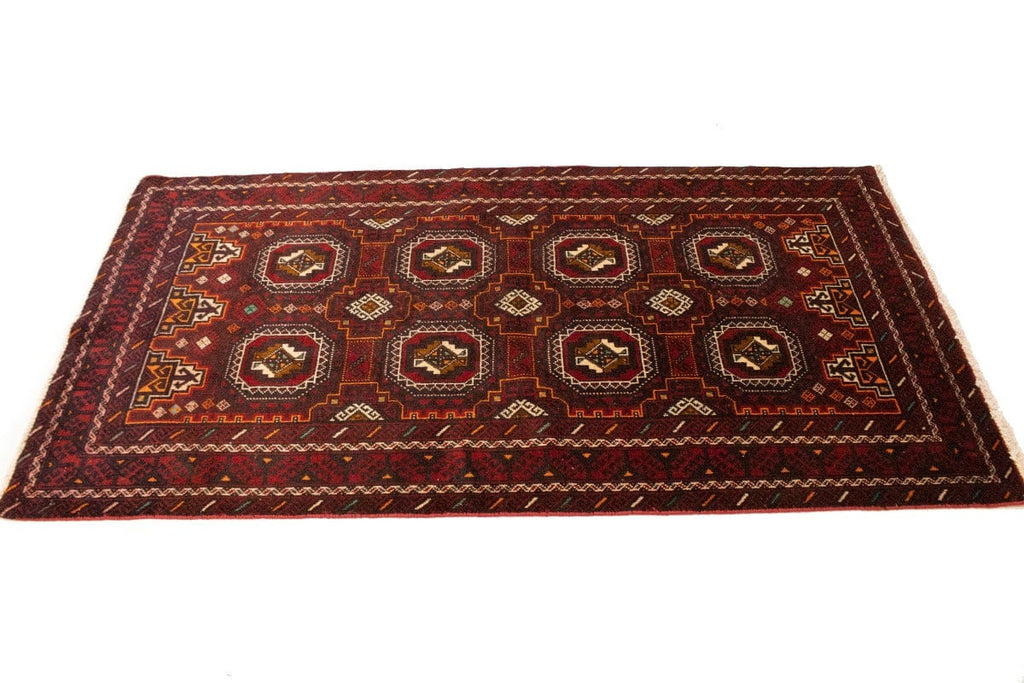 Semi Antique Red Tribal 3'5X6'6 Turkoman Balouch Persian Rug