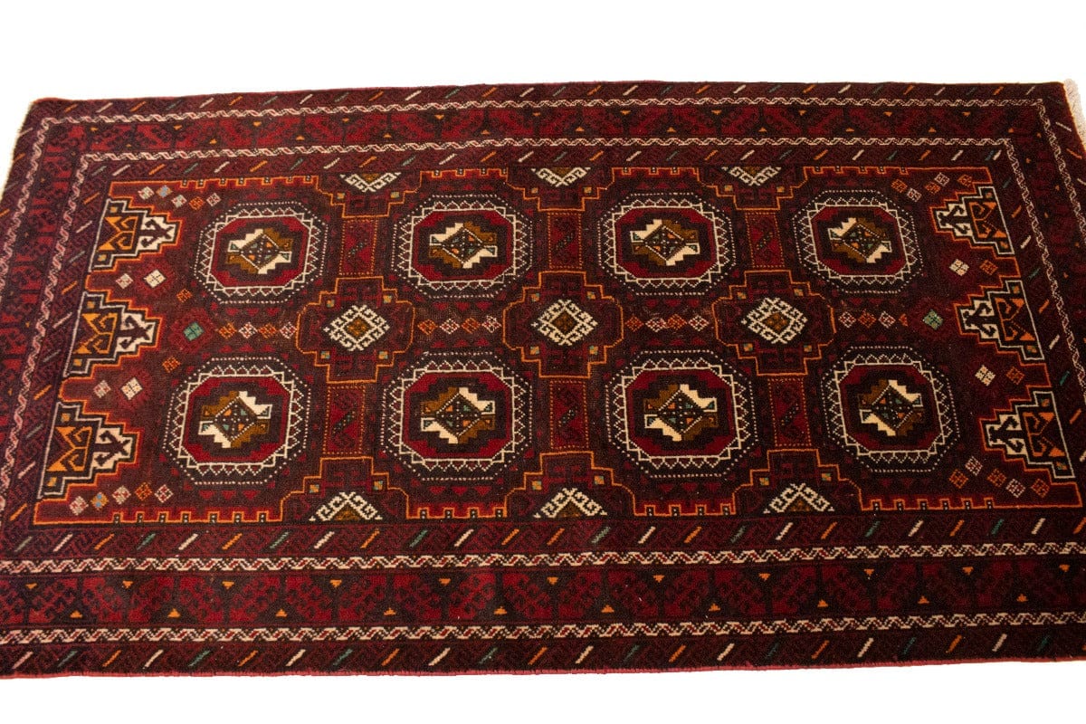 Semi Antique Red Tribal 3'5X6'6 Turkoman Balouch Persian Rug