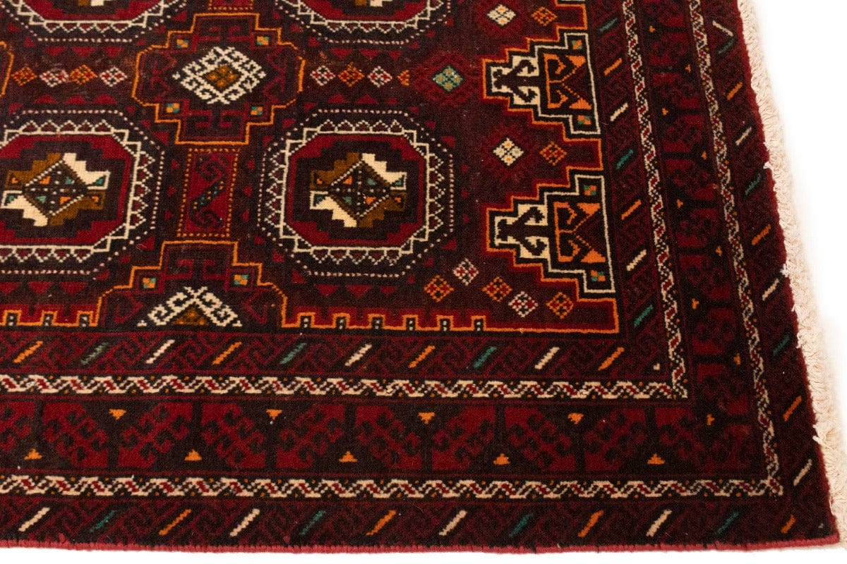 Semi Antique Red Tribal 3'5X6'6 Turkoman Balouch Persian Rug