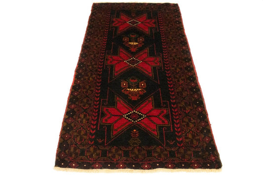 Semi Antique Charcoal Tribal 3'5X6'7 Balouch Persian Rug