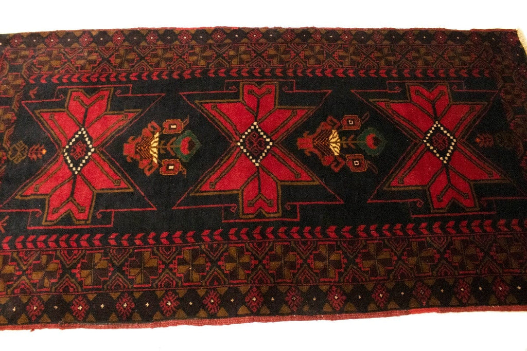 Semi Antique Charcoal Tribal 3'5X6'7 Balouch Persian Rug