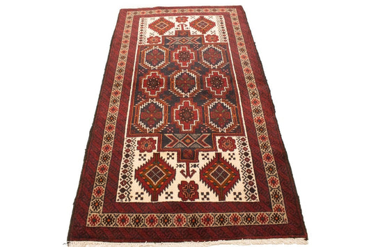 Vintage Red Tribal 3'6X6'6 Balouch Persian Rug