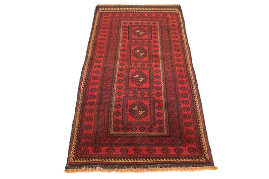 Vintage Red Tribal 3X6 Balouch Persian Rug