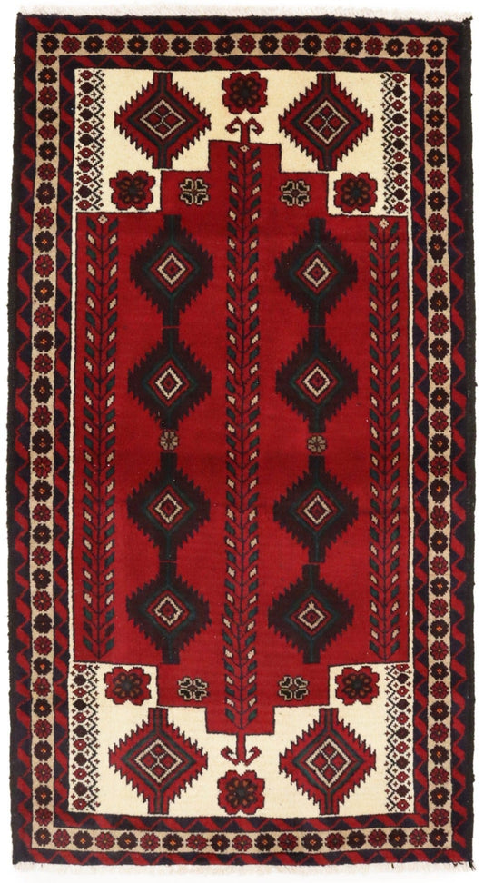 Vintage Red Tribal 3X6 Balouch Persian Rug