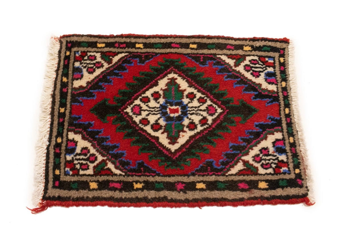Vintage Red Tribal 1X2 Hamedan Persian Rug