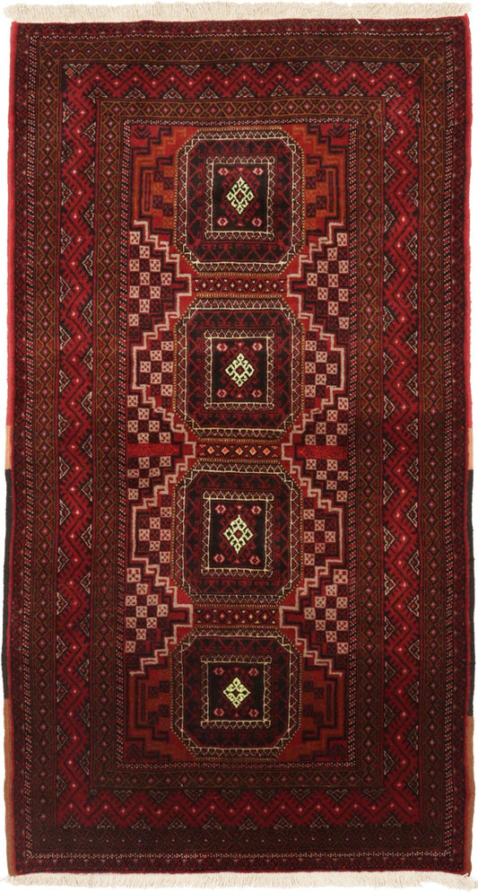 Vintage Red Tribal 3'6X6'7 Balouch Persian Rug