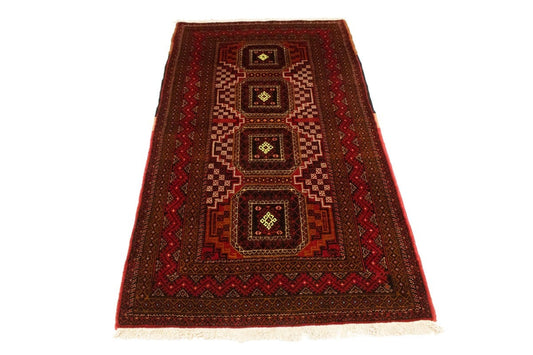 Vintage Red Tribal 3'6X6'7 Balouch Persian Rug