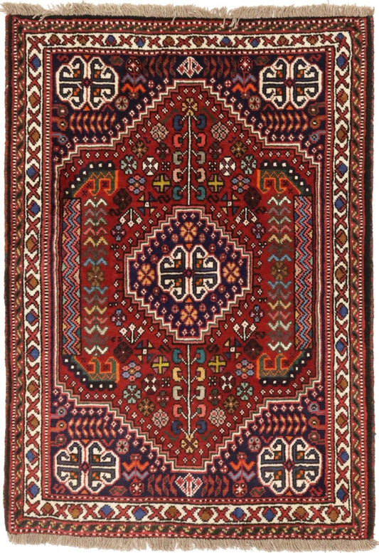 Red Tribal 3'5X5 Shiraz Persian Rug