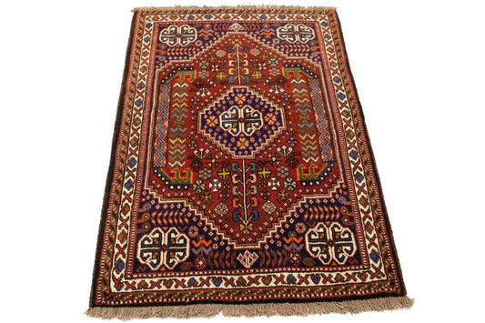 Red Tribal 3'5X5 Shiraz Persian Rug