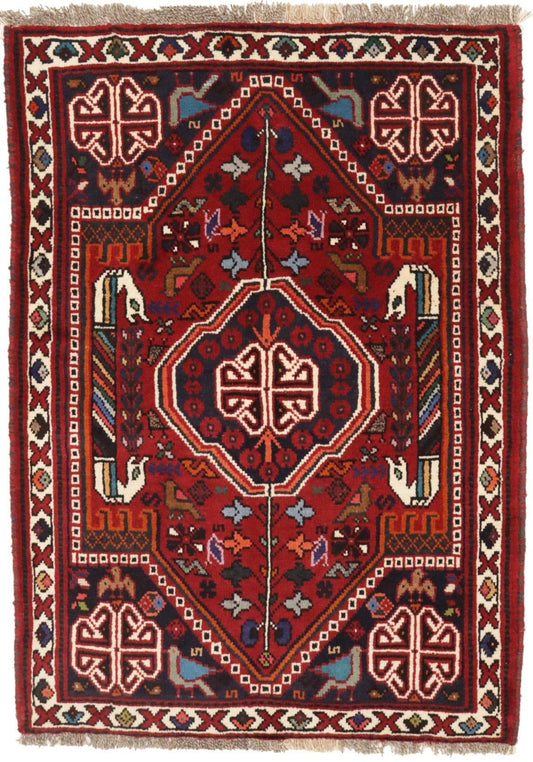 Red Tribal 3'6X5 Shiraz Persian Rug