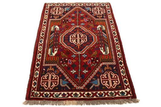 Red Tribal 3'6X5 Shiraz Persian Rug