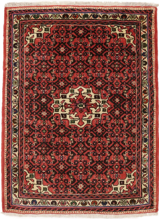 Vintage Bittersweet Red Tribal 4X5 Hamedan Persian Rug