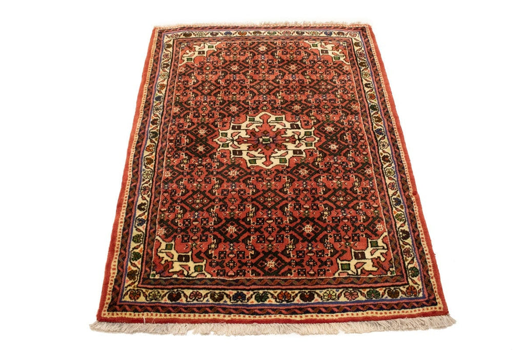 Vintage Bittersweet Red Tribal 4X5 Hamedan Persian Rug