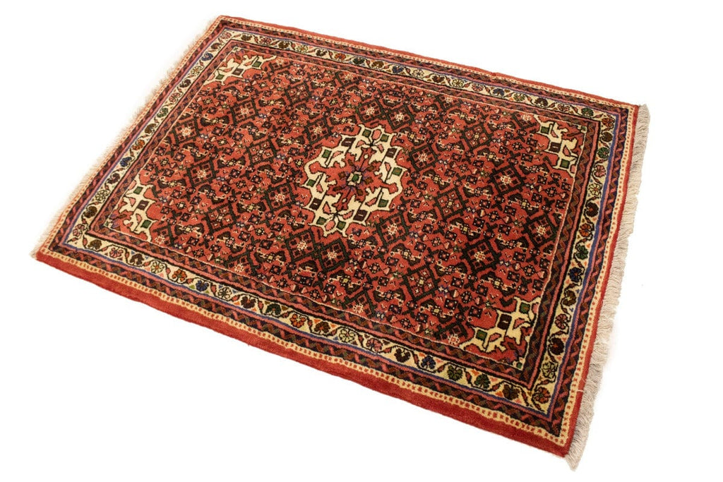 Vintage Bittersweet Red Tribal 4X5 Hamedan Persian Rug