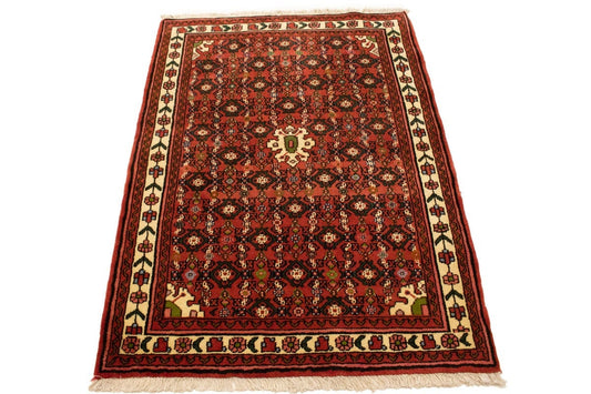 Bittersweet Red Tribal 4X5 Hamedan Persian Rug