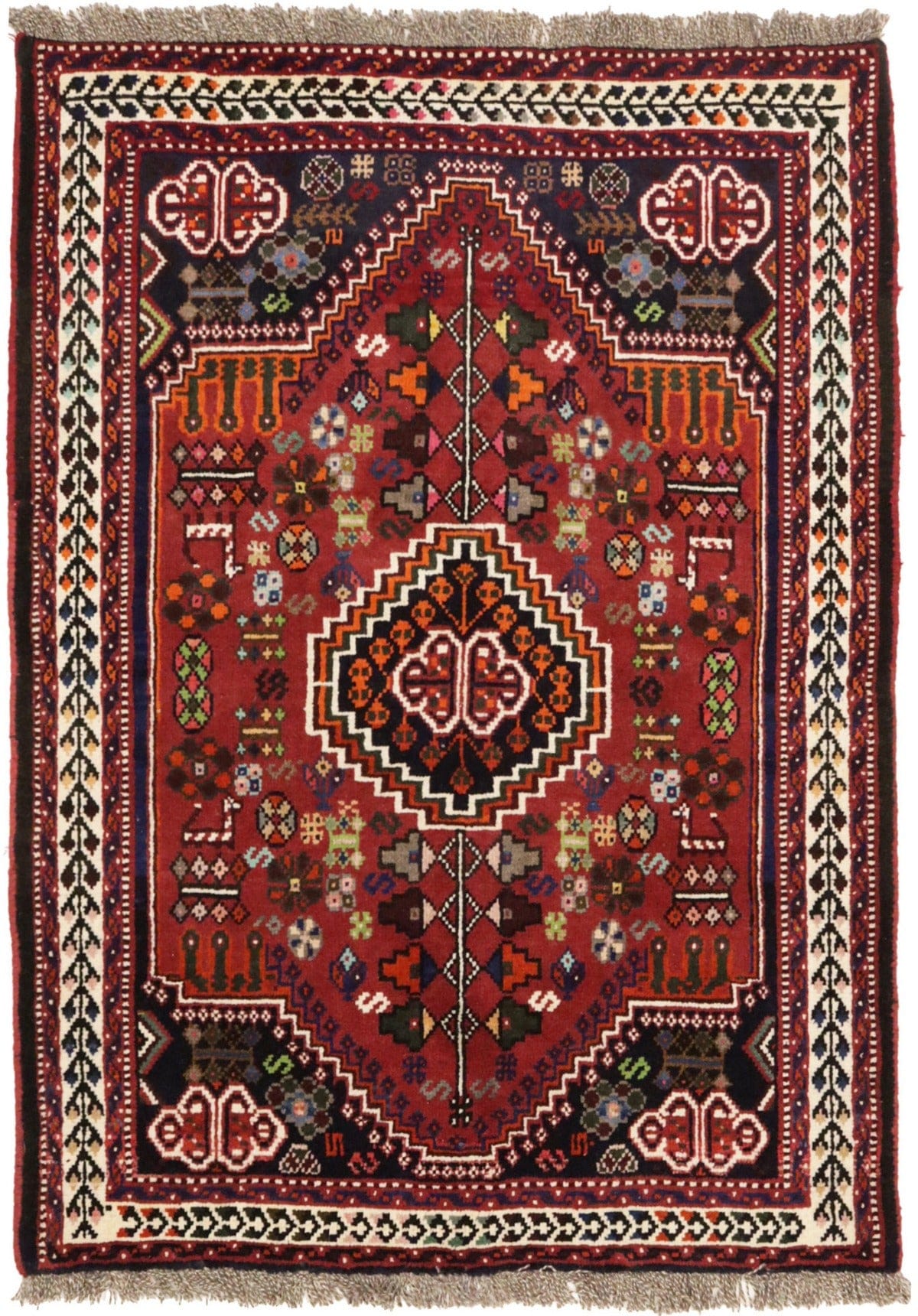 Rusty Red Tribal 3'6X5 Shiraz Persian Rug