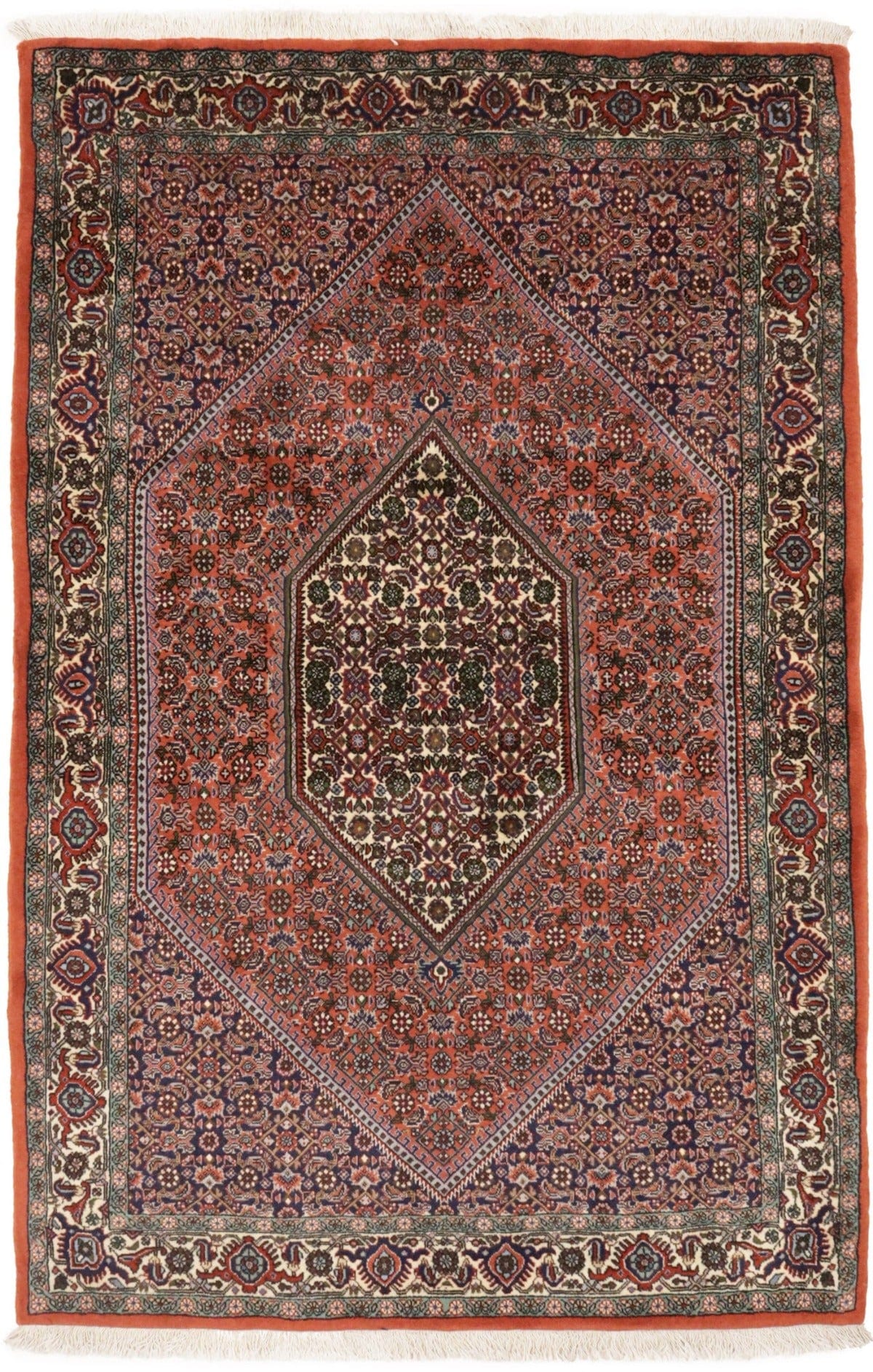 Vintage Orange Floral 3'6X5'6 Bidjar Persian Rug