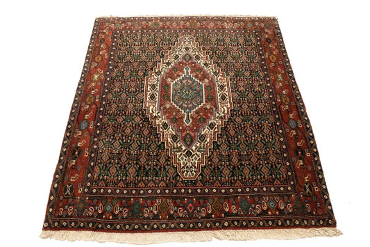 Rusty Red Floral 4X5 Bidjar Persian Rug