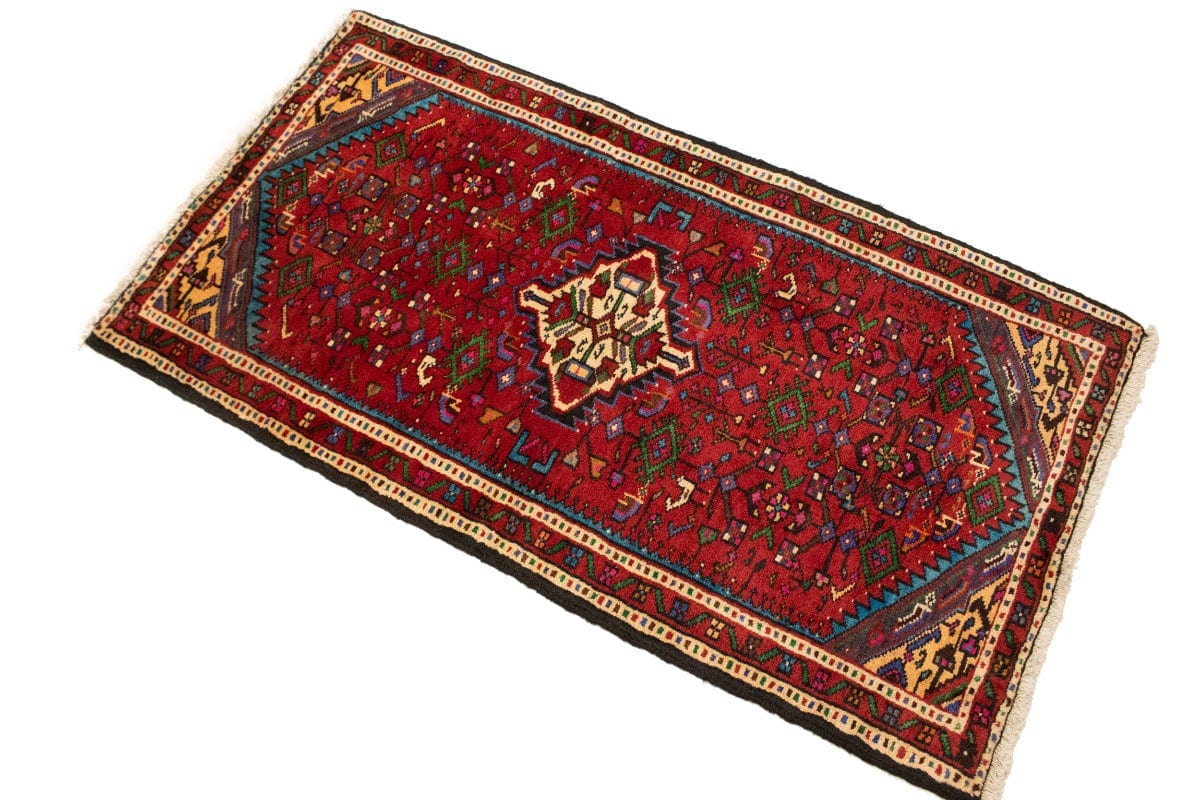 Vintage Floral Red 3X5 Hamedan Persian Rug
