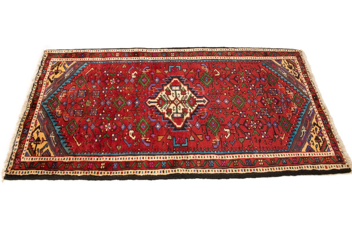 Vintage Floral Red 3X5 Hamedan Persian Rug