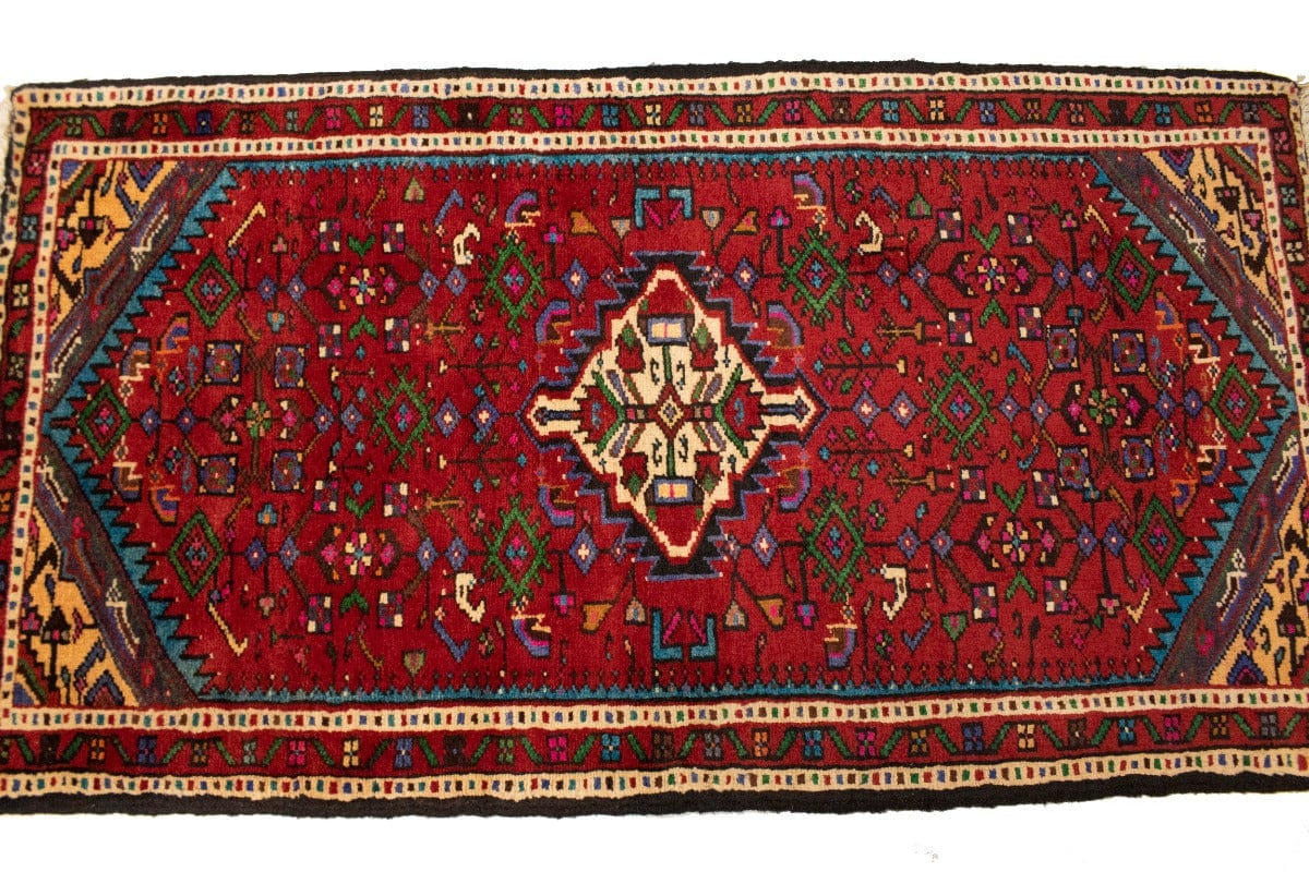 Vintage Floral Red 3X5 Hamedan Persian Rug