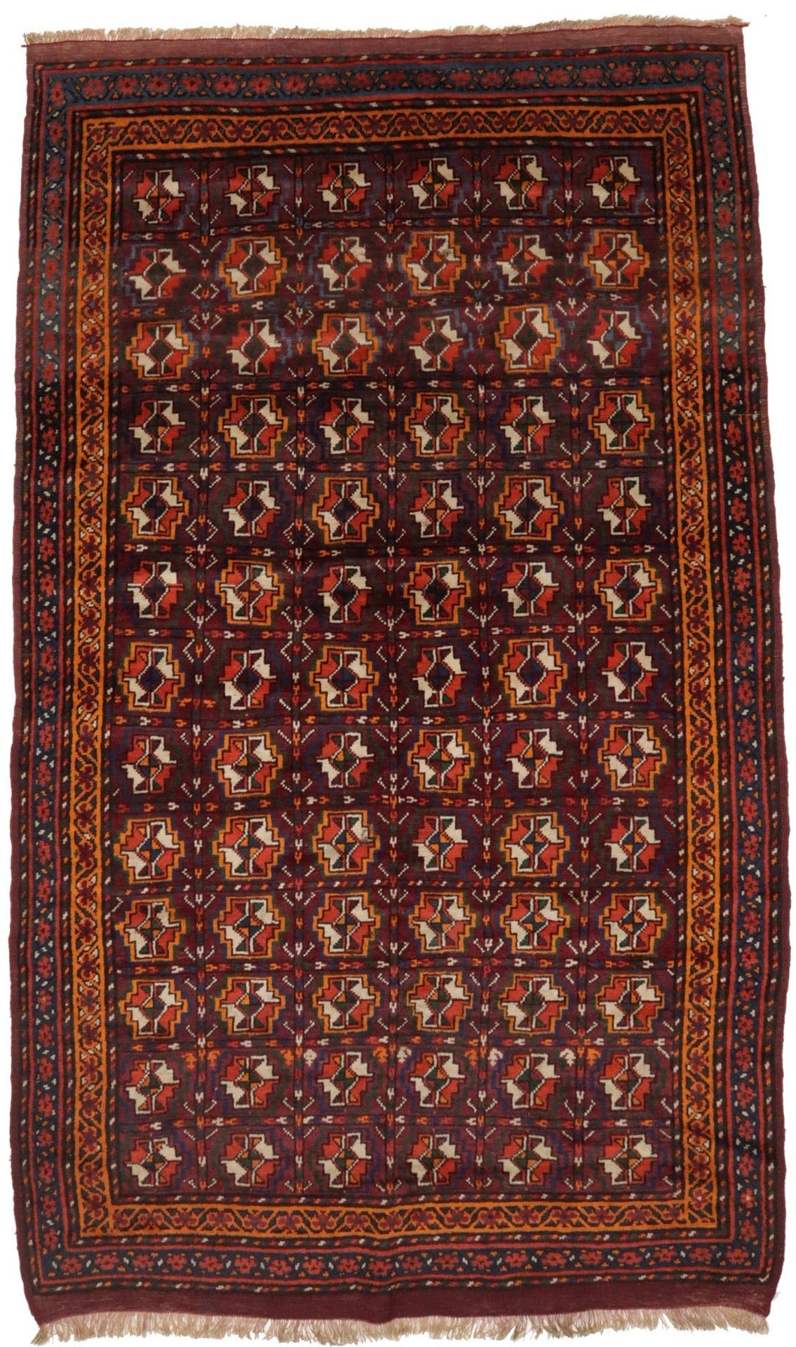 Vintage Burgundy Tribal 5X9 Kazak Bokhara Persian Rug