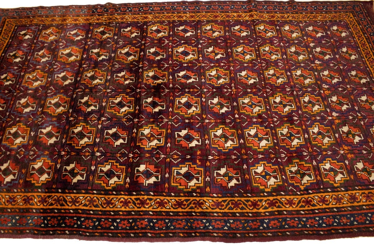 Vintage Burgundy Tribal 5X9 Kazak Bokhara Persian Rug