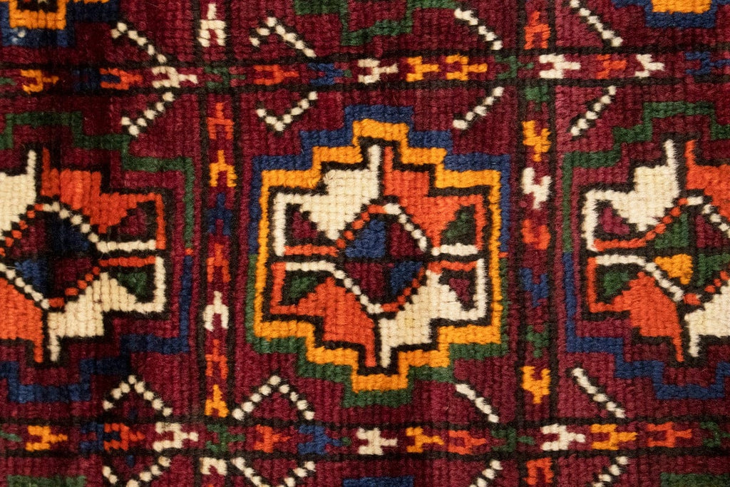 Vintage Burgundy Tribal 5X9 Kazak Bokhara Persian Rug