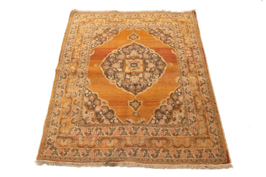 Antique Orange Floral 4X5 Tabriz Persian Rug