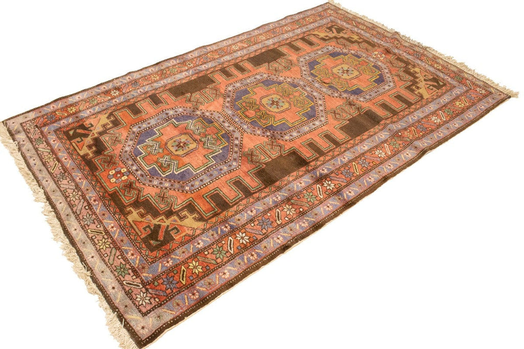 Vintage Dark Brown Tribal 4X7 Mussel Hamedan Persian Rug