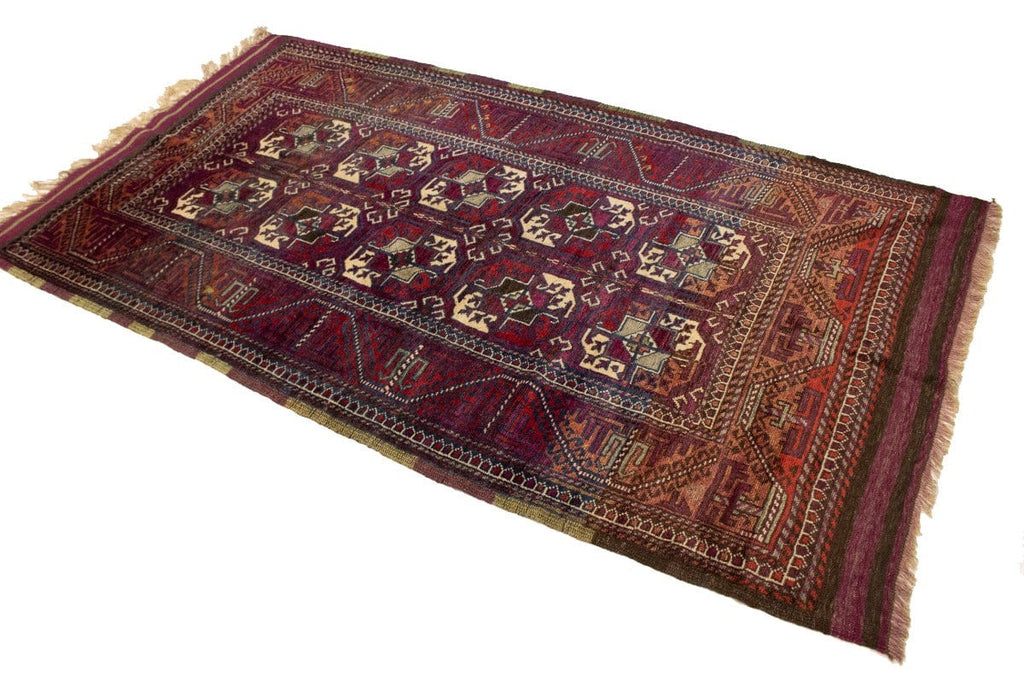 Vintage Burgundy Tribal 4'4X7'9 Ghoochan Persian Rug