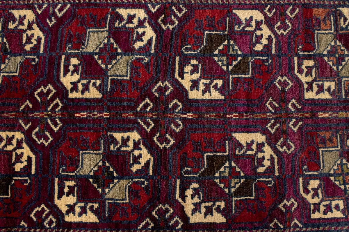 Vintage Burgundy Tribal 4'4X7'9 Ghoochan Persian Rug