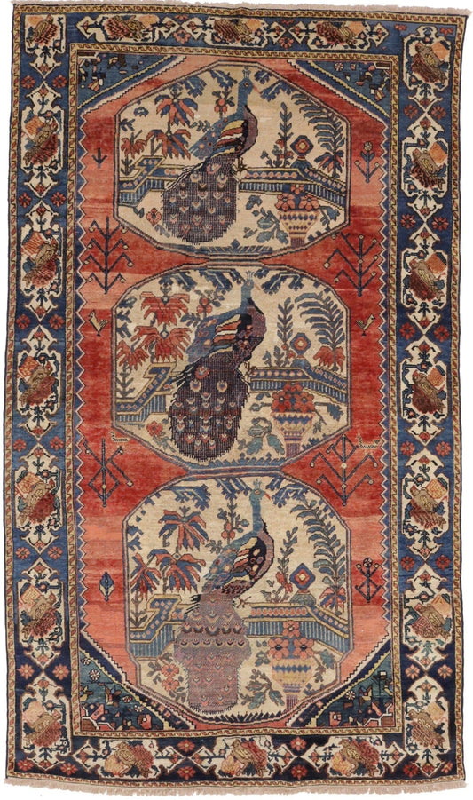 Antique Pictorial Tribal 6X10 Bakhtiari Persian Rug