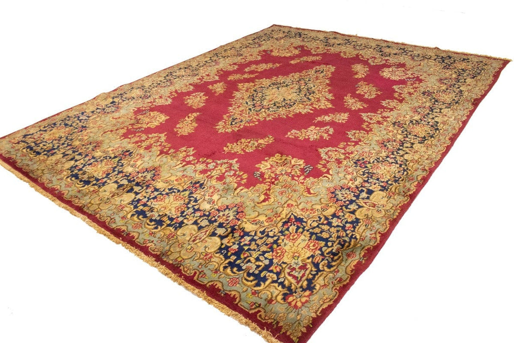 Antique Fuchsia Red Floral Classic 10X13 Kerman Persian Rug