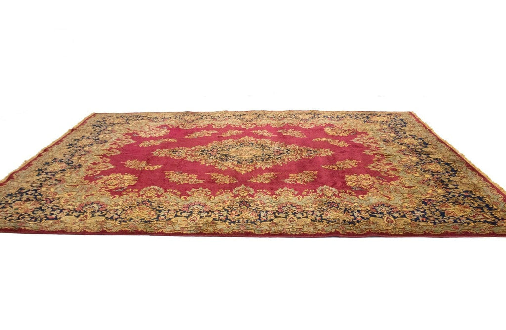 Antique Fuchsia Red Floral Classic 10X13 Kerman Persian Rug