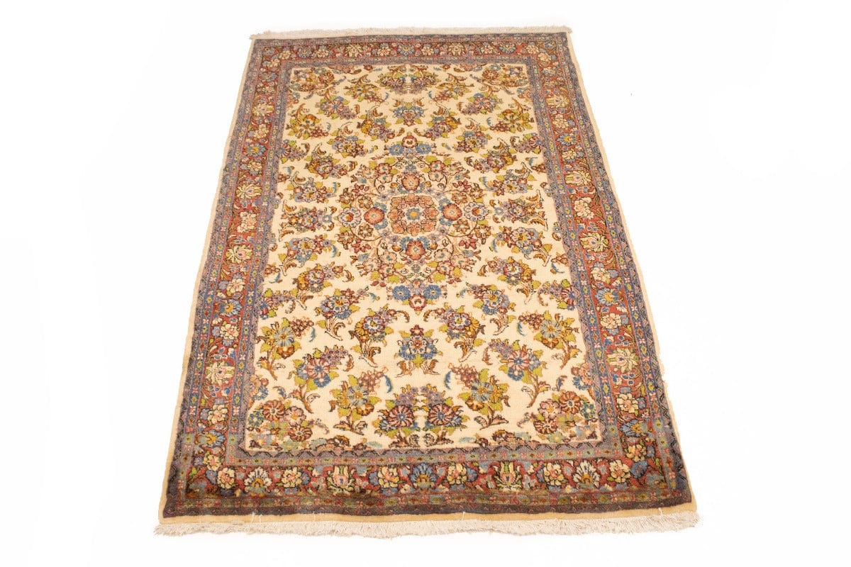 Vintage Cream Floral 5'4X3'6 Sarouk Persian Rug