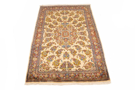 Vintage Cream Floral 5'4X3'6 Sarouk Persian Rug