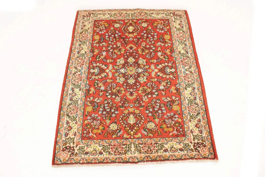 Vintage Red Floral 3'4X4'9 Shahrbaft Persian Rug