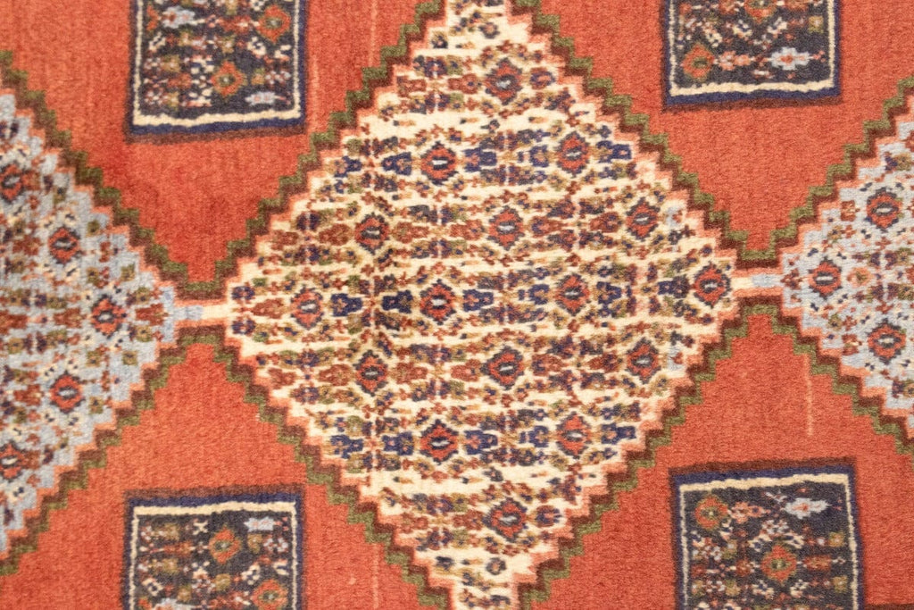 Vintage Orange Geometric 4X5 Bidjar Sanneh Persian Rug