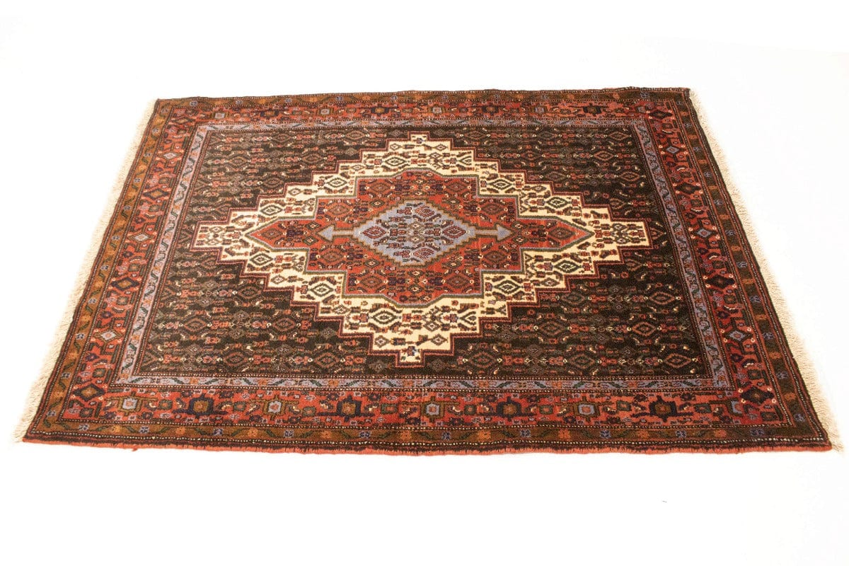 Vintage Orange Tribal 4X5 Bidjar Persian Rug