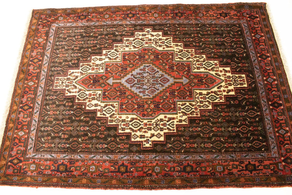 Vintage Orange Tribal 4X5 Bidjar Persian Rug