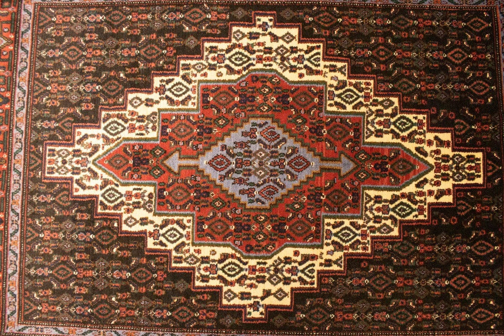 Vintage Orange Tribal 4X5 Bidjar Persian Rug